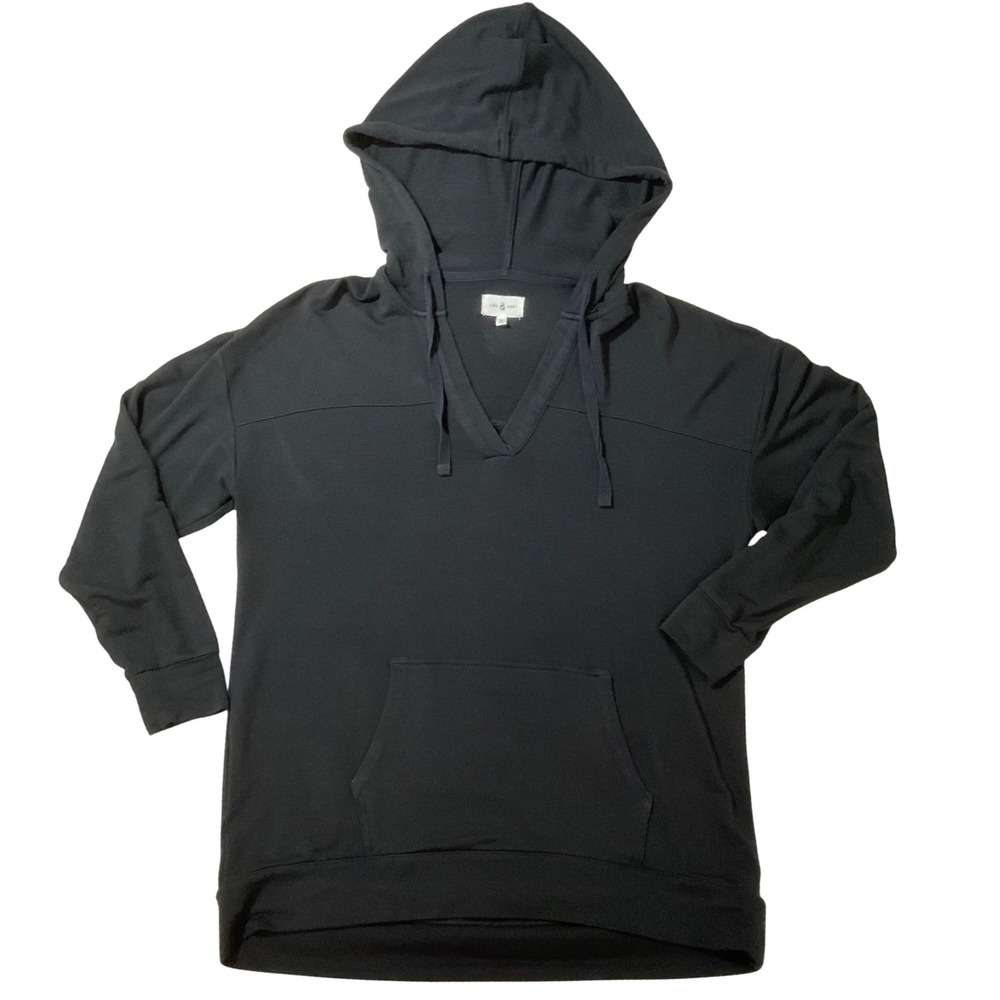 Lou & Grey Signature Soft V-Neck Hoodie Black Long Sleeve Pullover S 580961‎